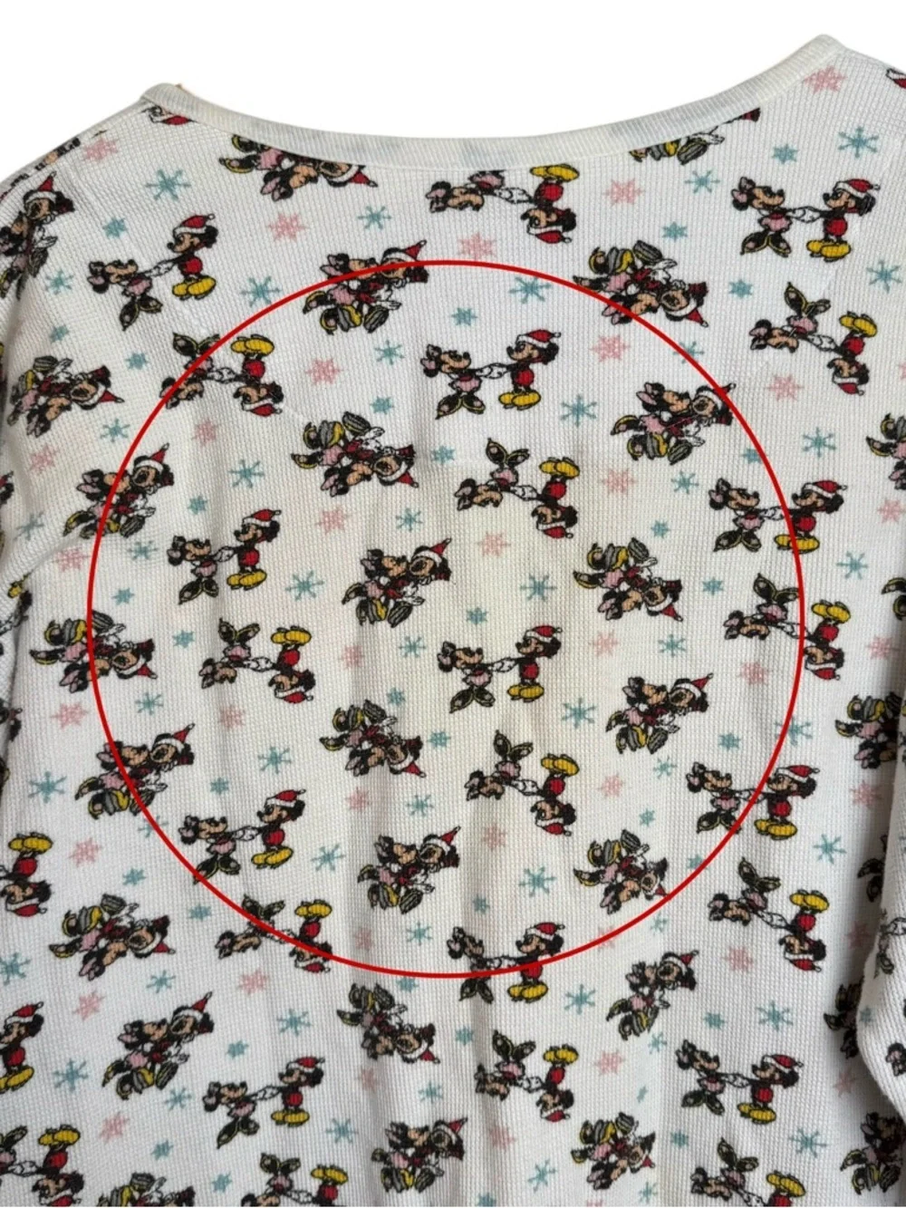 Vintage Mickey Inc Thermal Waffle Knit Sleep Shirt One Size Winter Snowflake - Picture 9 of 10